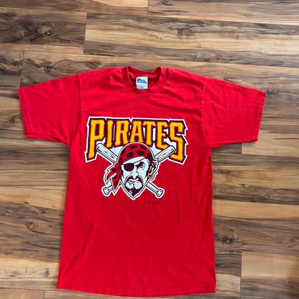 Vintage Pittsburgh Pirates MLB Pro Player Big Logo Graphic T-Shirt Red Medium